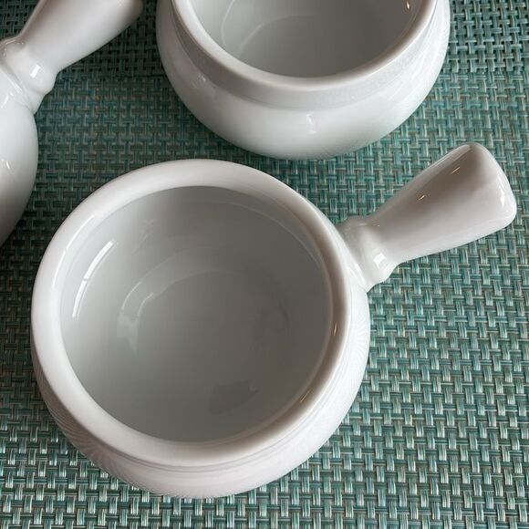 4 Sur La Table White Handle Porcelain French Onion Soup Bowls - Picture 2 of 10